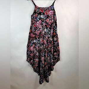 Paisley print sleeveless side zip gaucho style jumpsuit size Medium 100% Rayon
